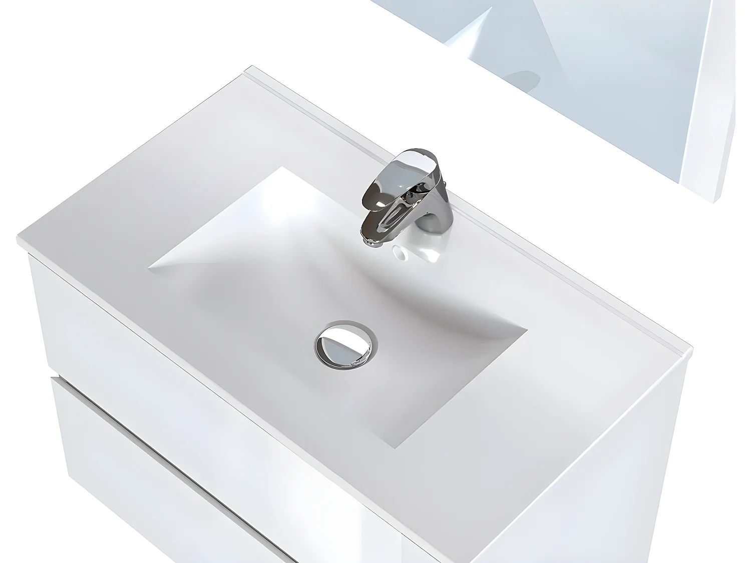 Meuble de salle de Bain en bois aggloméré coloris blanc brillant - Longueur 80 x profondeur 45 x Hauteur 85 cm