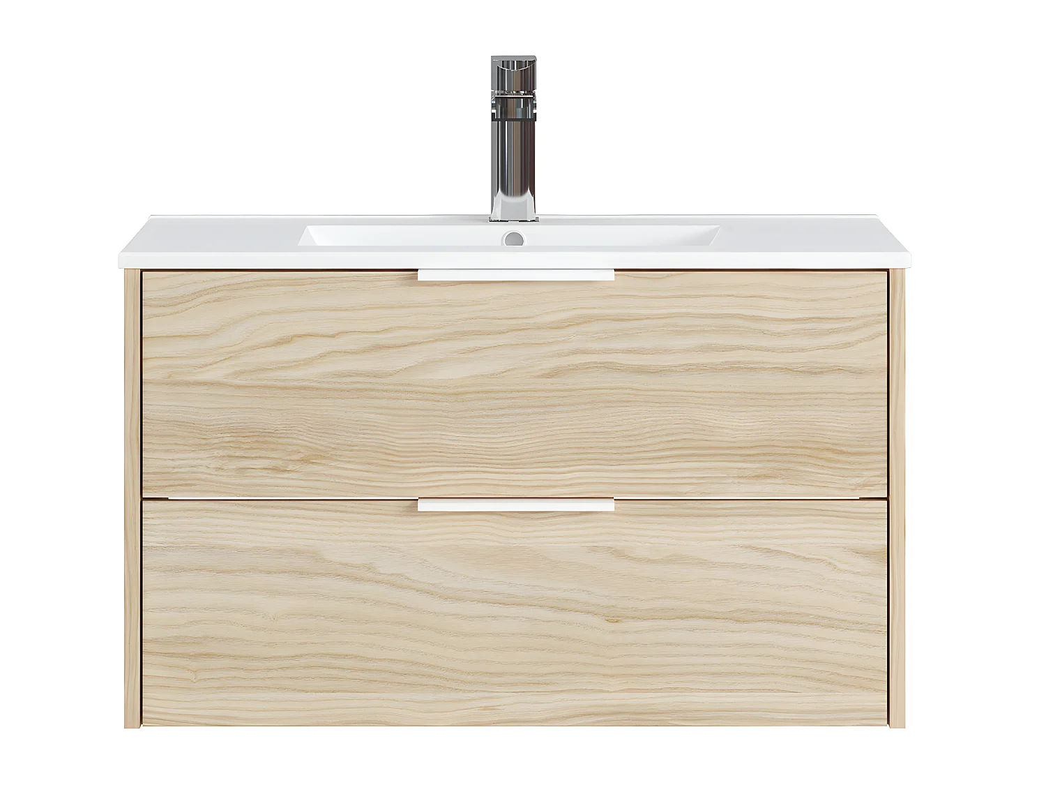 Meuble de salle de bain en mélamine coloris naturel - Longueur 81 x profondeur 47 x Hauteur 49 cm