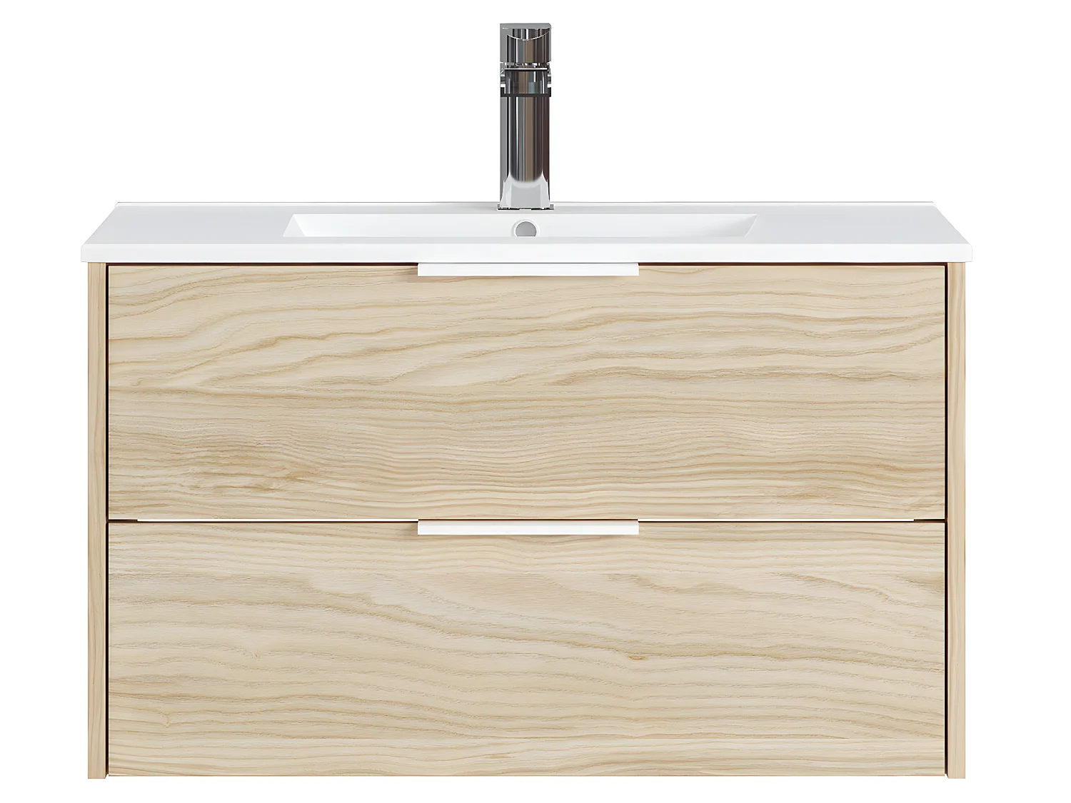 Meuble de salle de bain en mélamine coloris naturel - Longueur 81 x profondeur 47 x Hauteur 49 cm