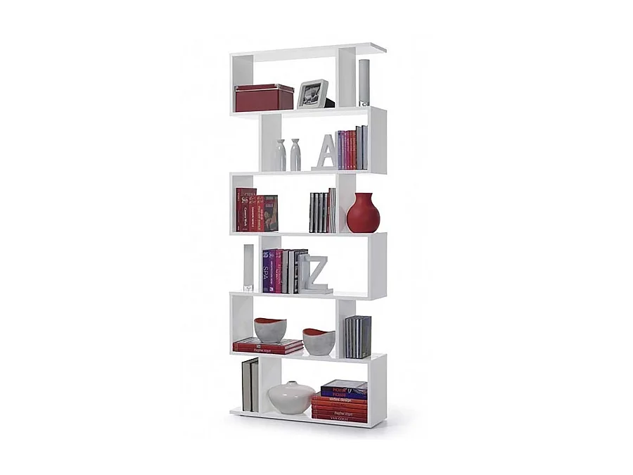 Etagère polyvalente en panneau de particules mélaminé coloris blanc mat - Hauteur 192 x Longueur 80 cm x Profondeur 24 cm