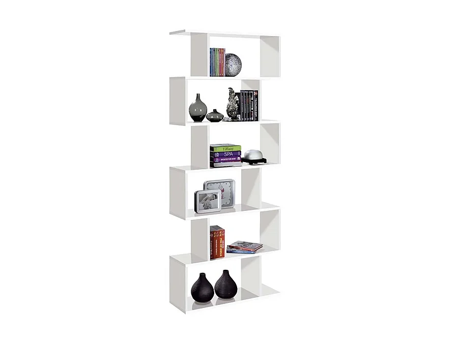 Etagère polyvalente en panneau de particules mélaminé coloris blanc mat - Hauteur 192 x Longueur 80 cm x Profondeur 24 cm