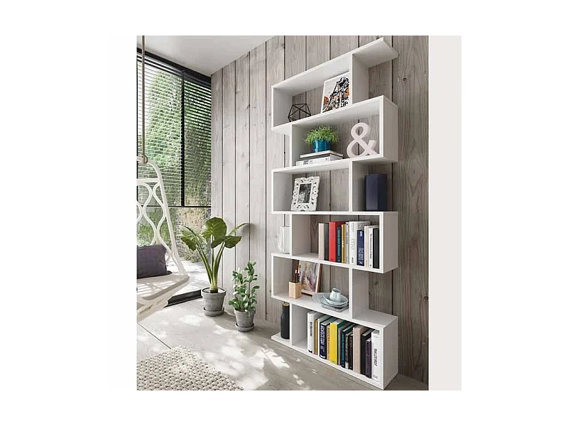 Etagère polyvalente en panneau de particules mélaminé coloris blanc mat - Hauteur 192 x Longueur 80 cm x Profondeur 24 cm