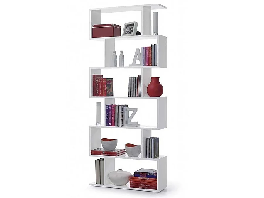 Etagère polyvalente en panneau de particules mélaminé coloris blanc mat - Hauteur 192 x Longueur 80 cm x Profondeur 24 cm