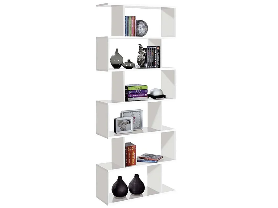 Etagère polyvalente en panneau de particules mélaminé coloris blanc mat - Hauteur 192 x Longueur 80 cm x Profondeur 24 cm