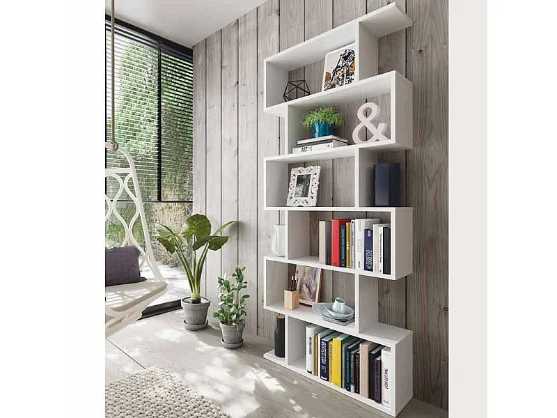 Etagère polyvalente en panneau de particules mélaminé coloris blanc mat - Hauteur 192 x Longueur 80 cm x Profondeur 24 cm