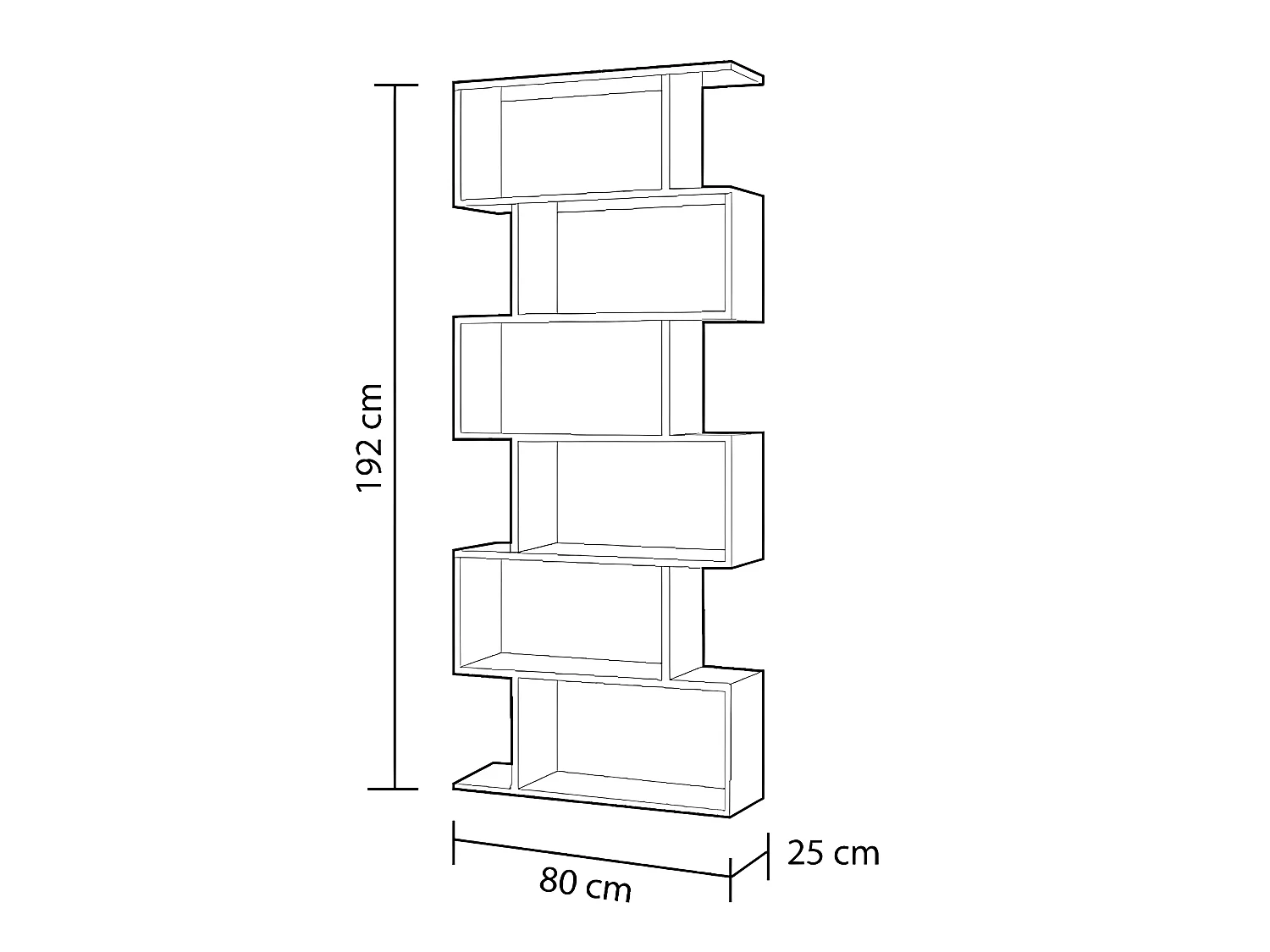 Etagère polyvalente en panneau de particules mélaminé coloris blanc mat et chêne - Hauteur 192 x Longueur 80 cm x Profondeur 24 cm