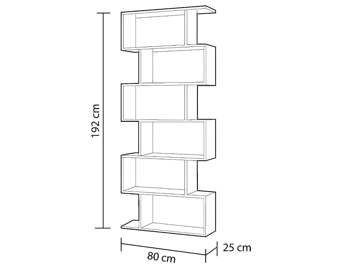 Etagère polyvalente en panneau de particules mélaminé coloris blanc mat et chêne - Hauteur 192 x Longueur 80 cm x Profondeur 24 cm
