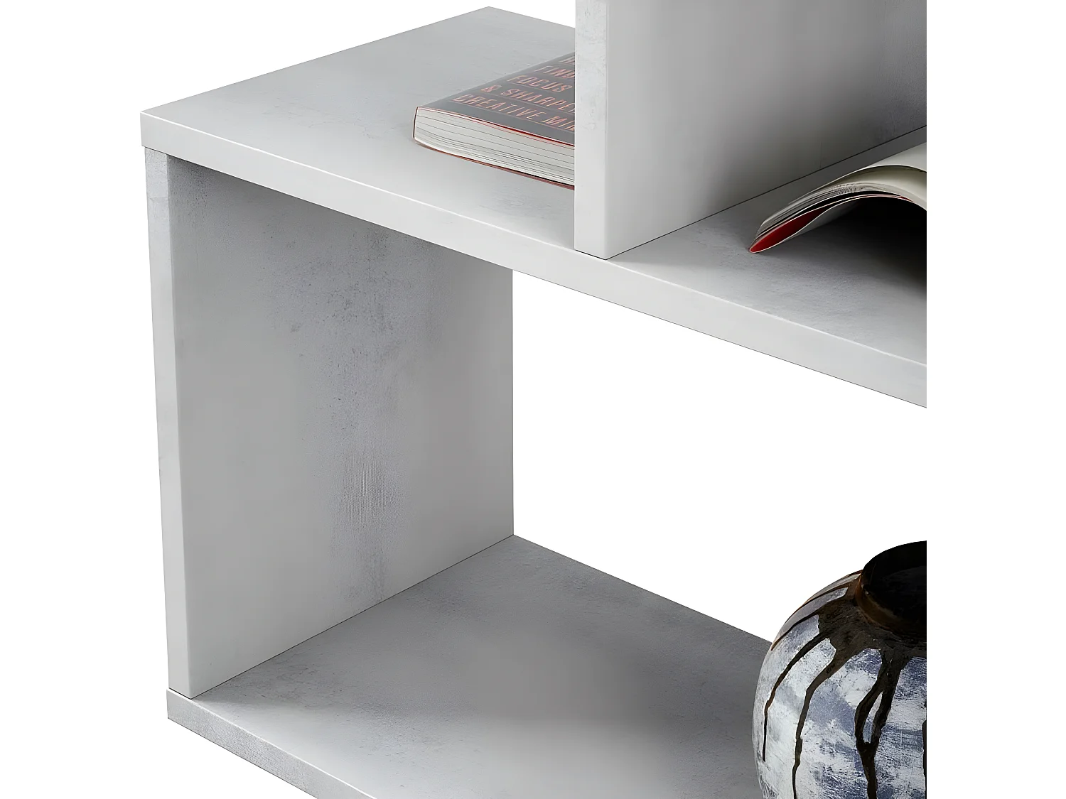 Etagère polyvalente en panneau de particules mélaminé coloris gris béton - Hauteur 192 x Longueur 80 cm x Profondeur 24 cm