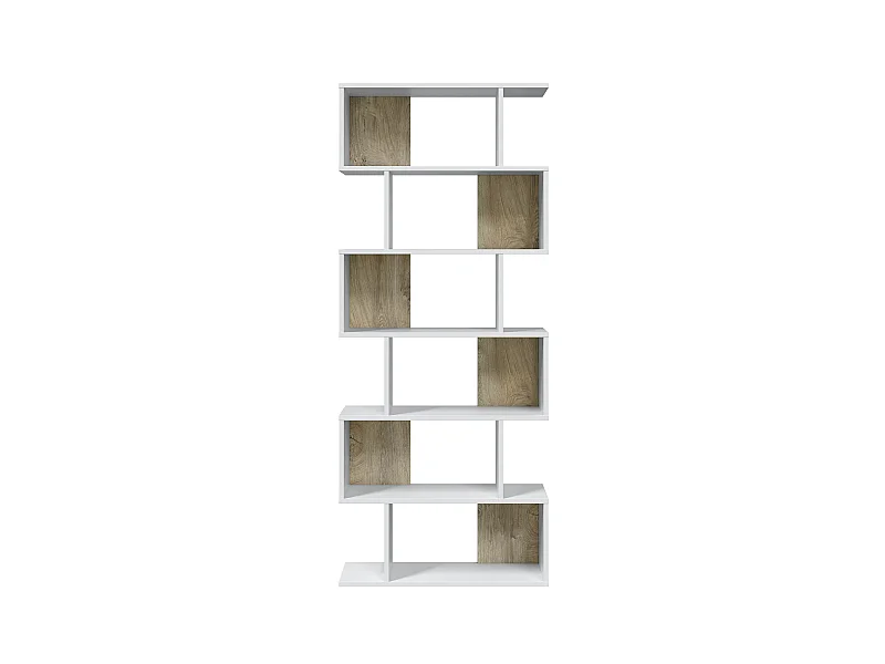 Etagère polyvalente en panneau de particules mélaminé coloris blanc artik/chêne - Hauteur 192 x Longueur 80 cm x Profondeur 24 cm