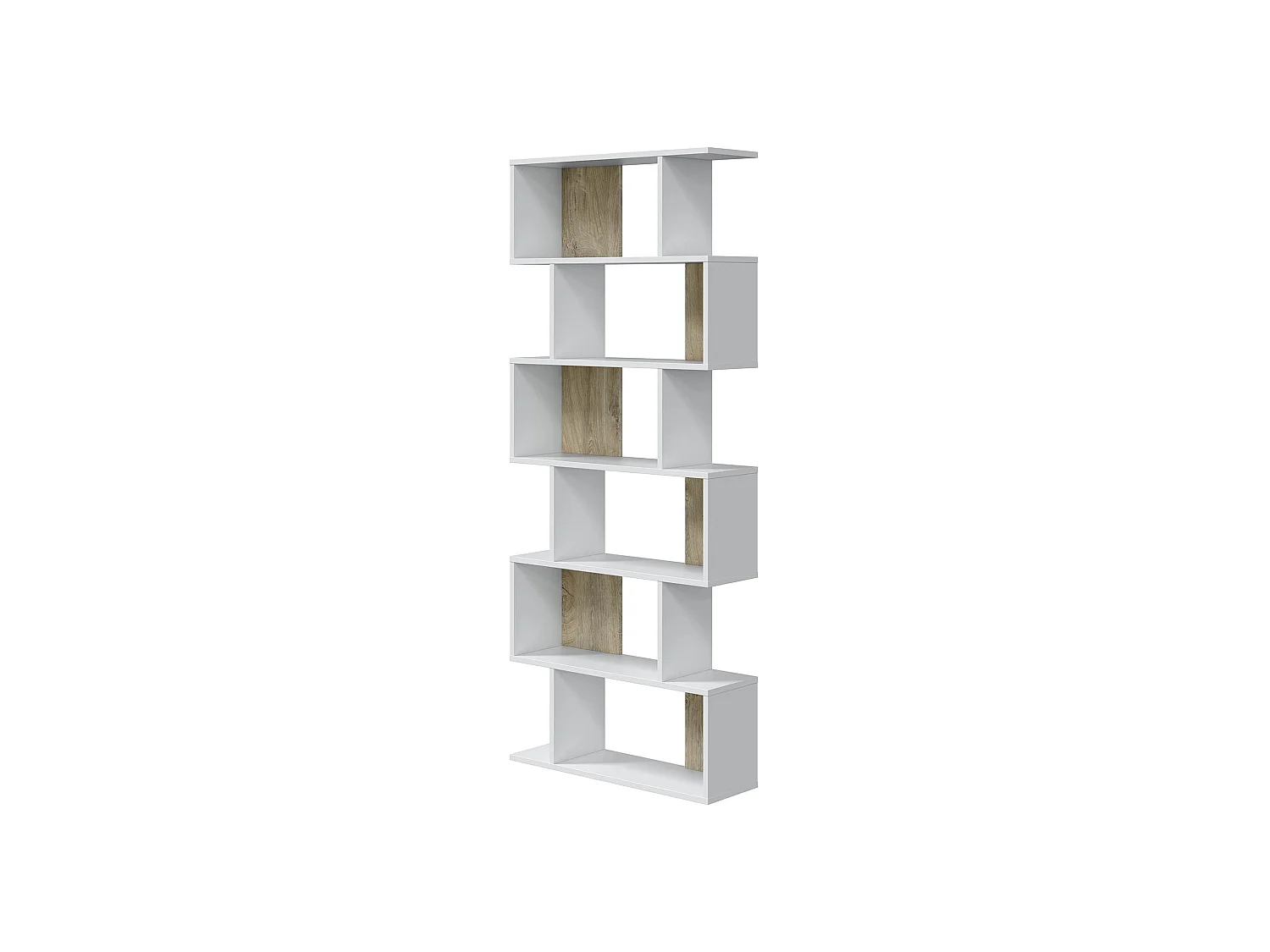 Etagère polyvalente en panneau de particules mélaminé coloris blanc artik/chêne - Hauteur 192 x Longueur 80 cm x Profondeur 24 cm