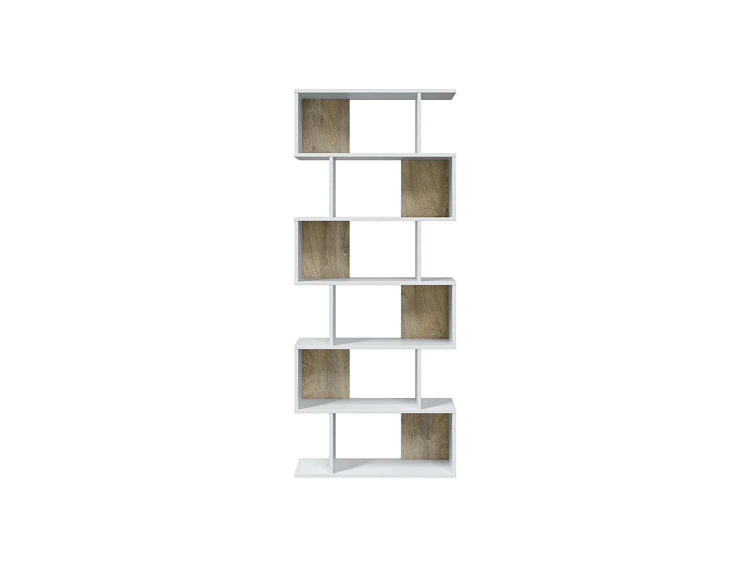 Etagère polyvalente en panneau de particules mélaminé coloris blanc artik/chêne - Hauteur 192 x Longueur 80 cm x Profondeur 24 cm