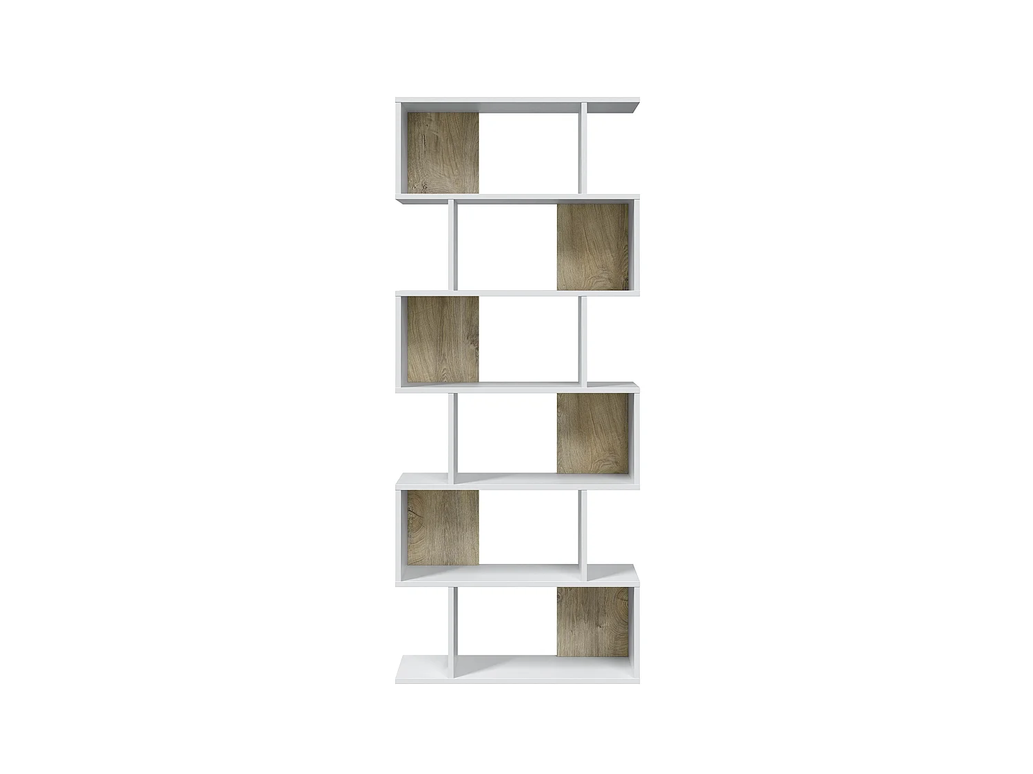 Etagère polyvalente en panneau de particules mélaminé coloris blanc artik/chêne - Hauteur 192 x Longueur 80 cm x Profondeur 24 cm