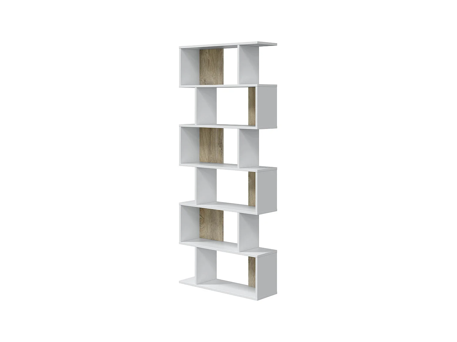 Etagère polyvalente en panneau de particules mélaminé coloris blanc artik/chêne - Hauteur 192 x Longueur 80 cm x Profondeur 24 cm