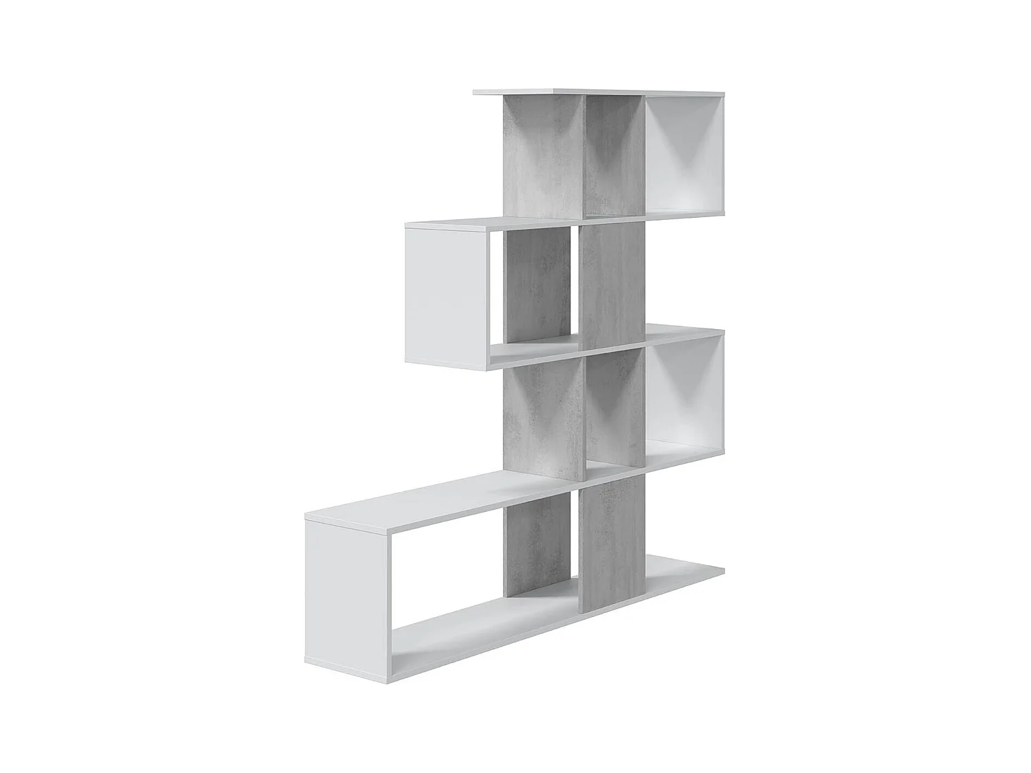 Etagère polyvalente en panneau de particules mélaminé coloris blanc artik/gris béton - Hauteur 145 x Longueur 145 cm x Profondeur 28 cm