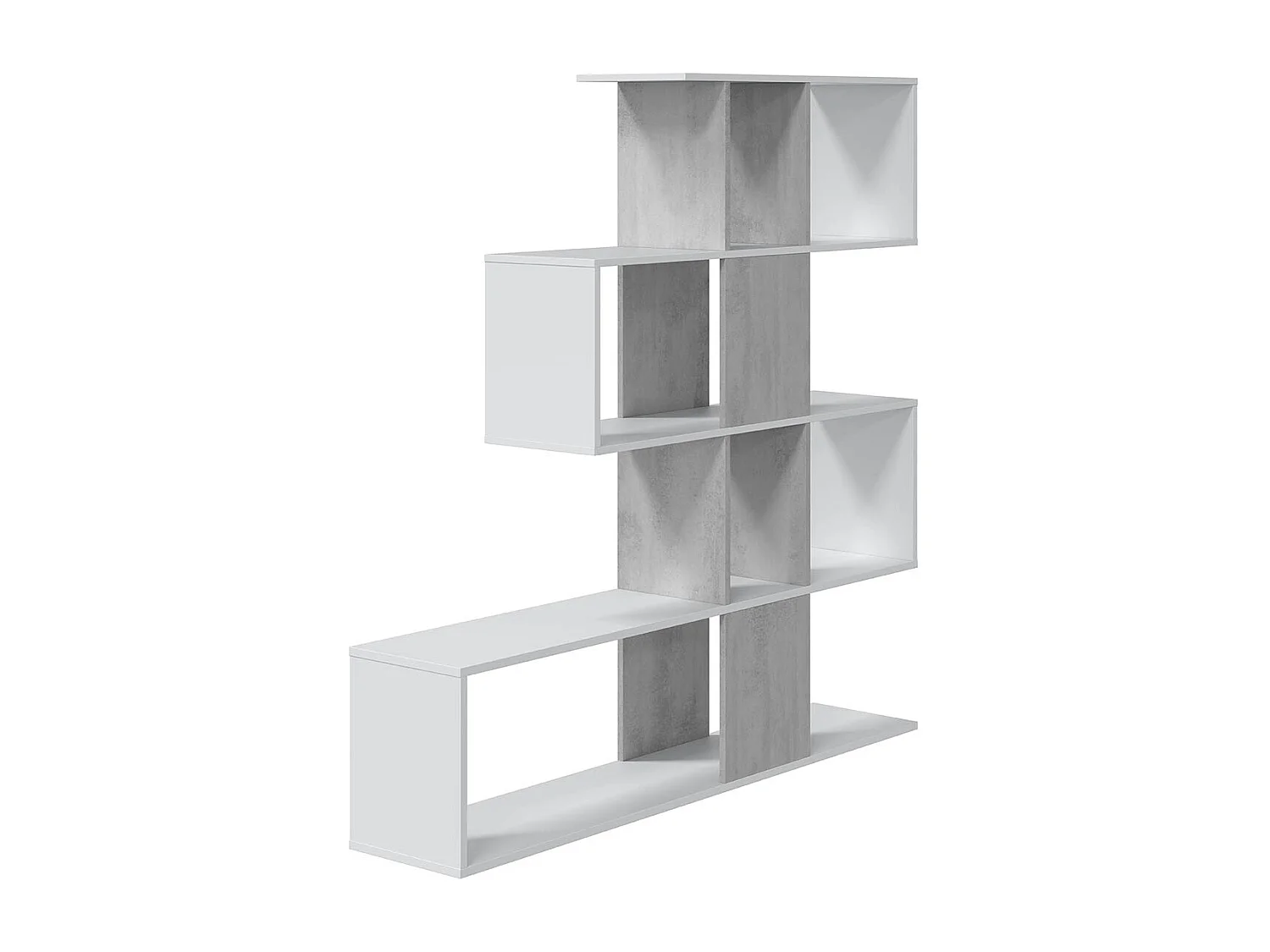 Etagère polyvalente en panneau de particules mélaminé coloris blanc artik/gris béton - Hauteur 145 x Longueur 145 cm x Profondeur 28 cm