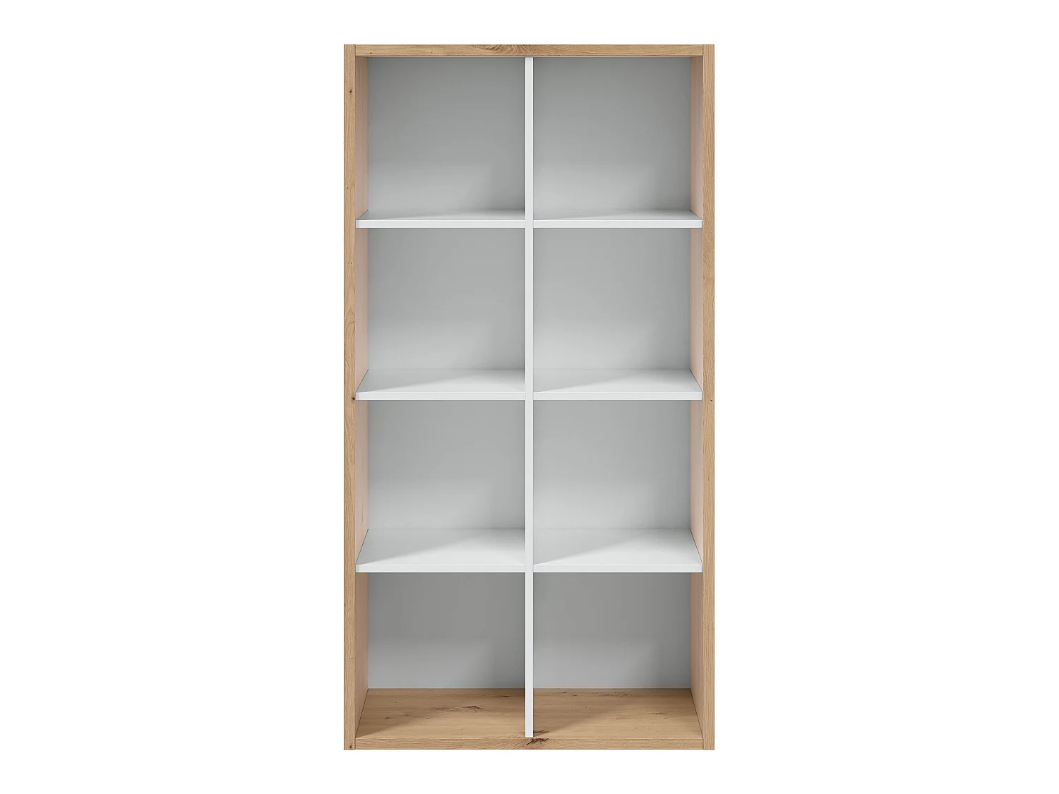 Etagere / bibilothéque en panneau de particules mélaminé coloris blanc mat et chêne - Hauteur 137 x Longueur 71 cm x Profondeur 33 cm