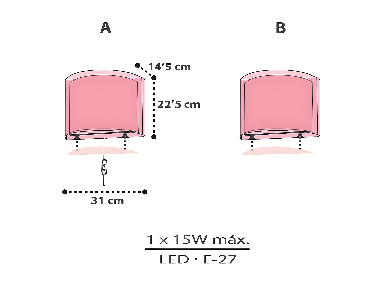 Lámpara aplique de pared infantil Clouds Nubes rosa | DALBER