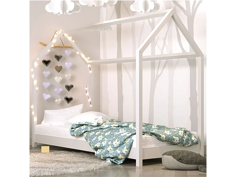 Lit cabane Blanc 90x200 cm