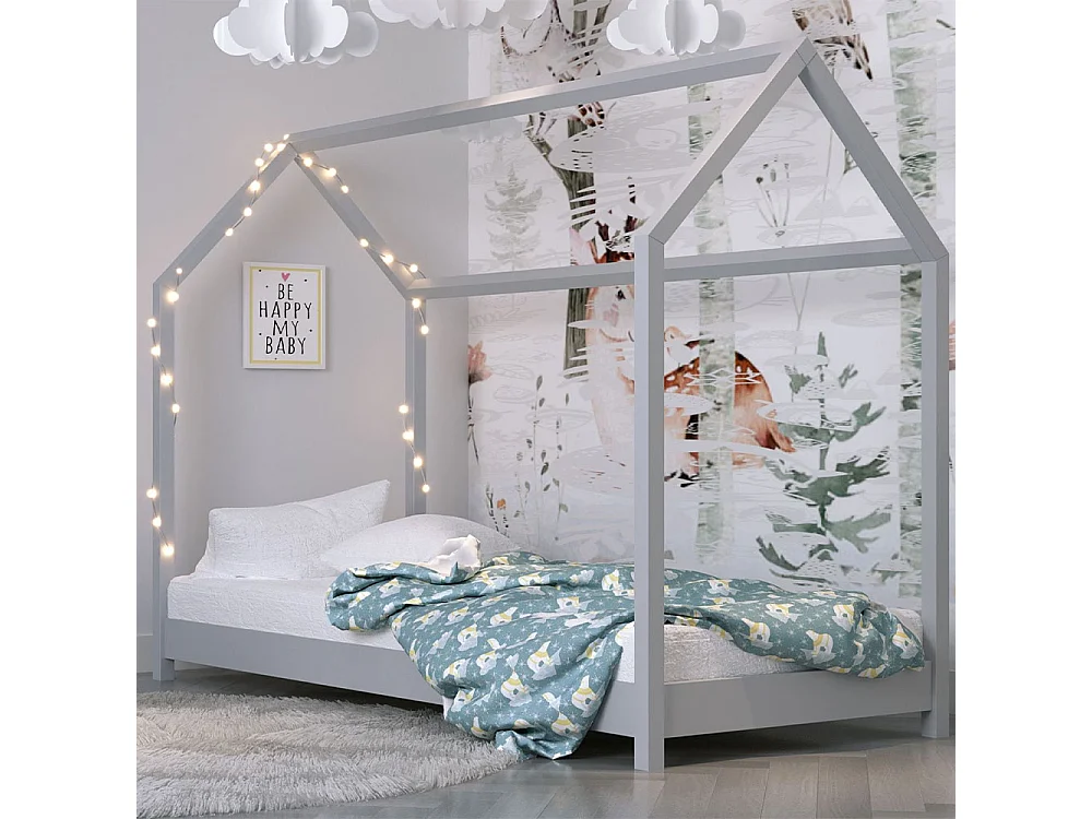 Lit cabane Gris 90x200 cm