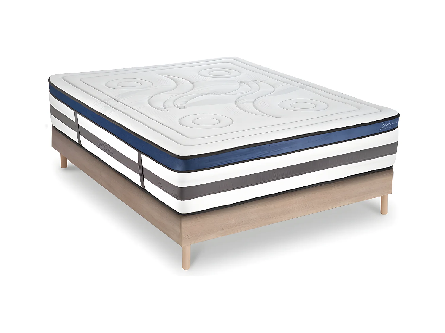 Ensemble Matelas Quintessence Mousse  Accueil Mémoire Cocooning 30cm et sommier bois 140x190cm