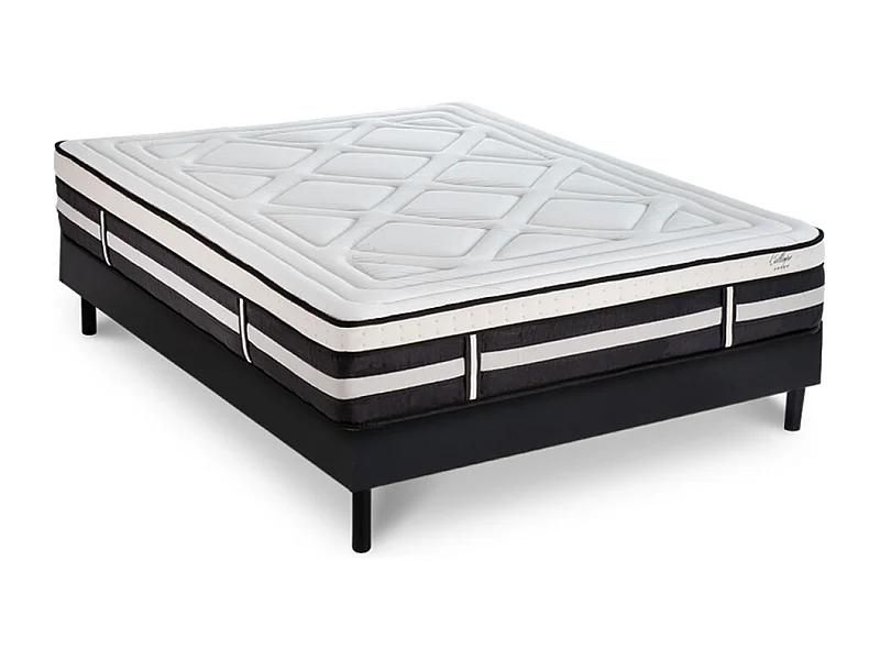 Matelas Calliope Mousse  Accueil Mémoire de forme et sommier kit bois noir - 180 x 200 cm