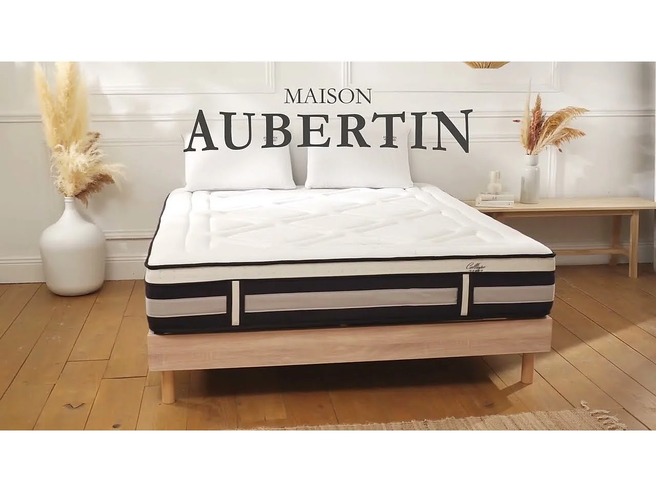 Matelas Calliope Mousse  Accueil Mémoire de forme et sommier kit bois noir - 180 x 200 cm