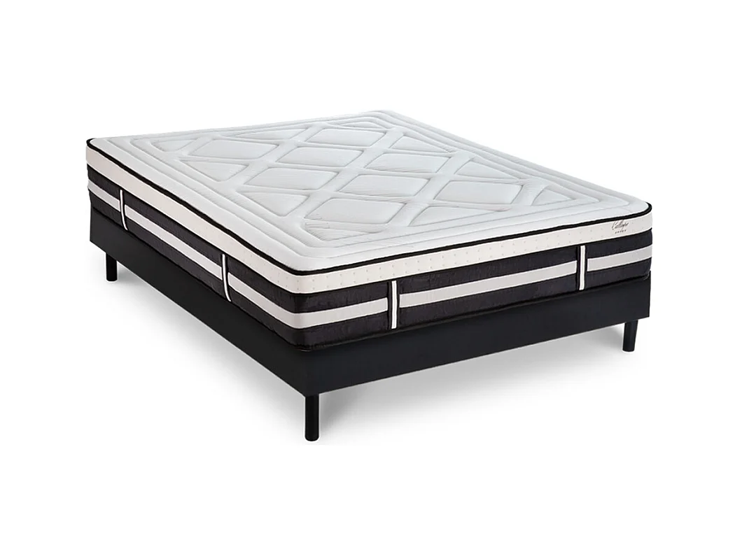 Matelas Calliope Mousse  Accueil Mémoire de forme et sommier kit bois noir - 180 x 200 cm