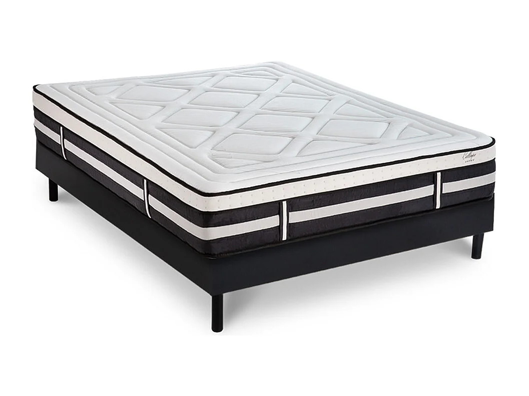 Matelas Calliope Mousse  Accueil Mémoire de forme et sommier kit bois noir - 180 x 200 cm