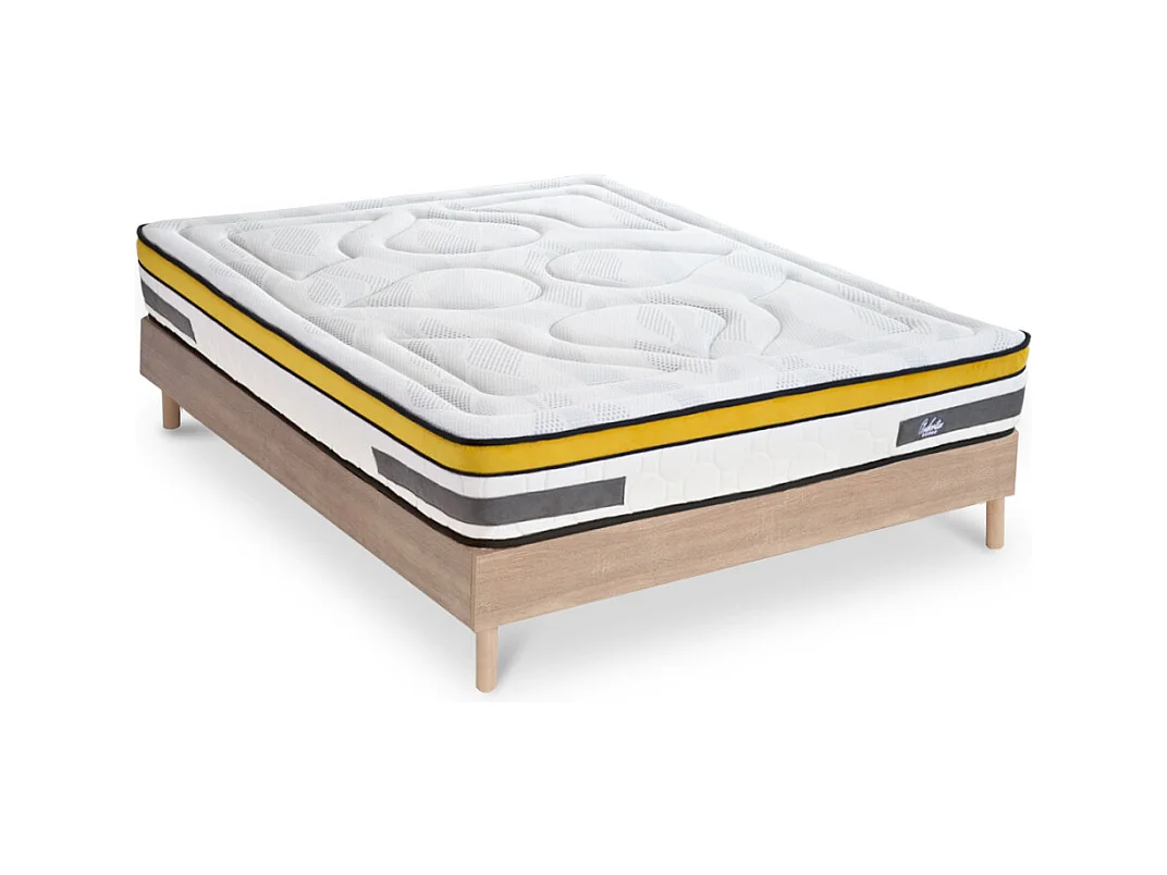 Ensemble Matelas Aubertin Ressorts ensachés Accueil mémoire + sommier kit bois - 160 x 200 cm