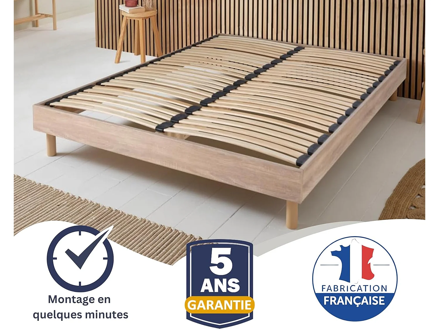Ensemble Matelas Aubertin Ressorts ensachés Accueil mémoire + sommier kit bois - 160 x 200 cm
