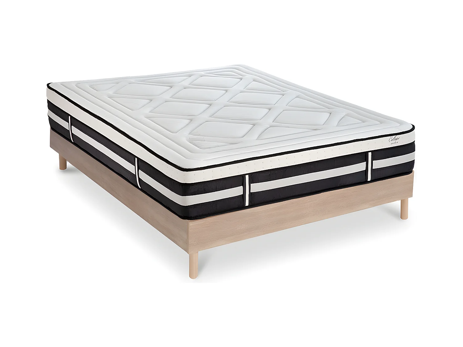 Matelas Calliope Mousse Haute densité Accueil Mémoire de forme et sommier kit bois - 140 x 190 cm