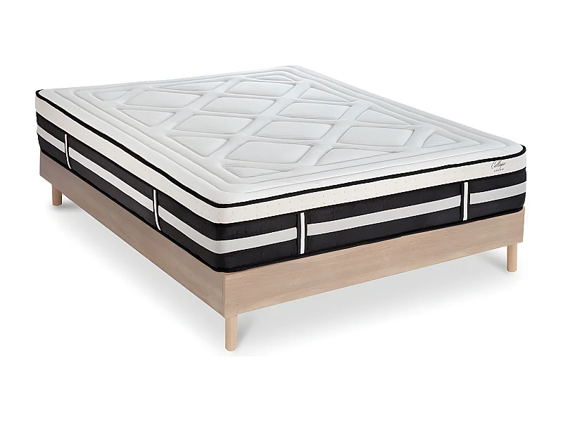 Matelas Calliope Mousse Haute densité Accueil Mémoire de forme et sommier kit bois - 160 x 200 cm