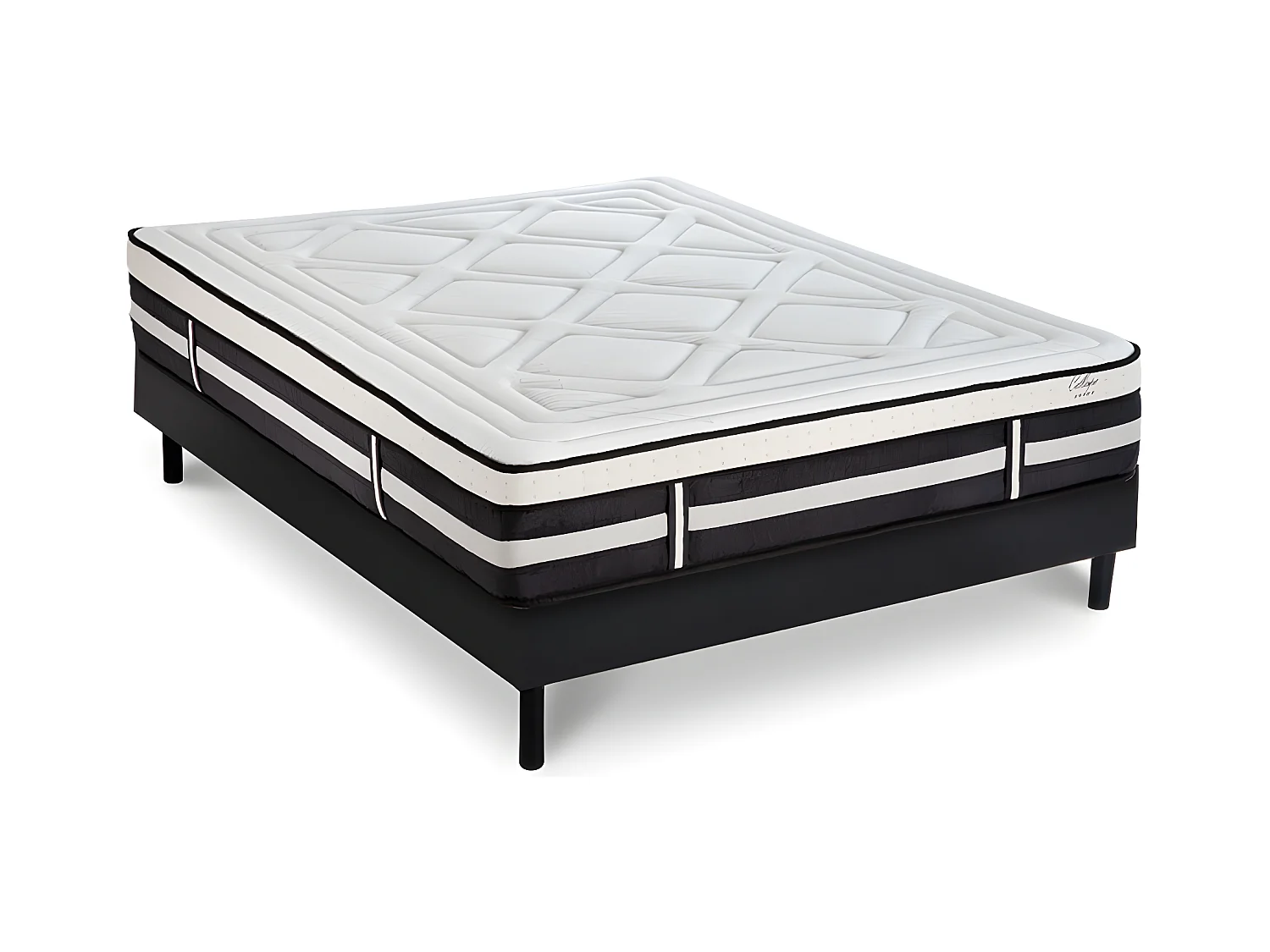 Matelas Calliope Mousse  Accueil Mémoire de forme et sommier kit bois noir - 160 x 200 cm