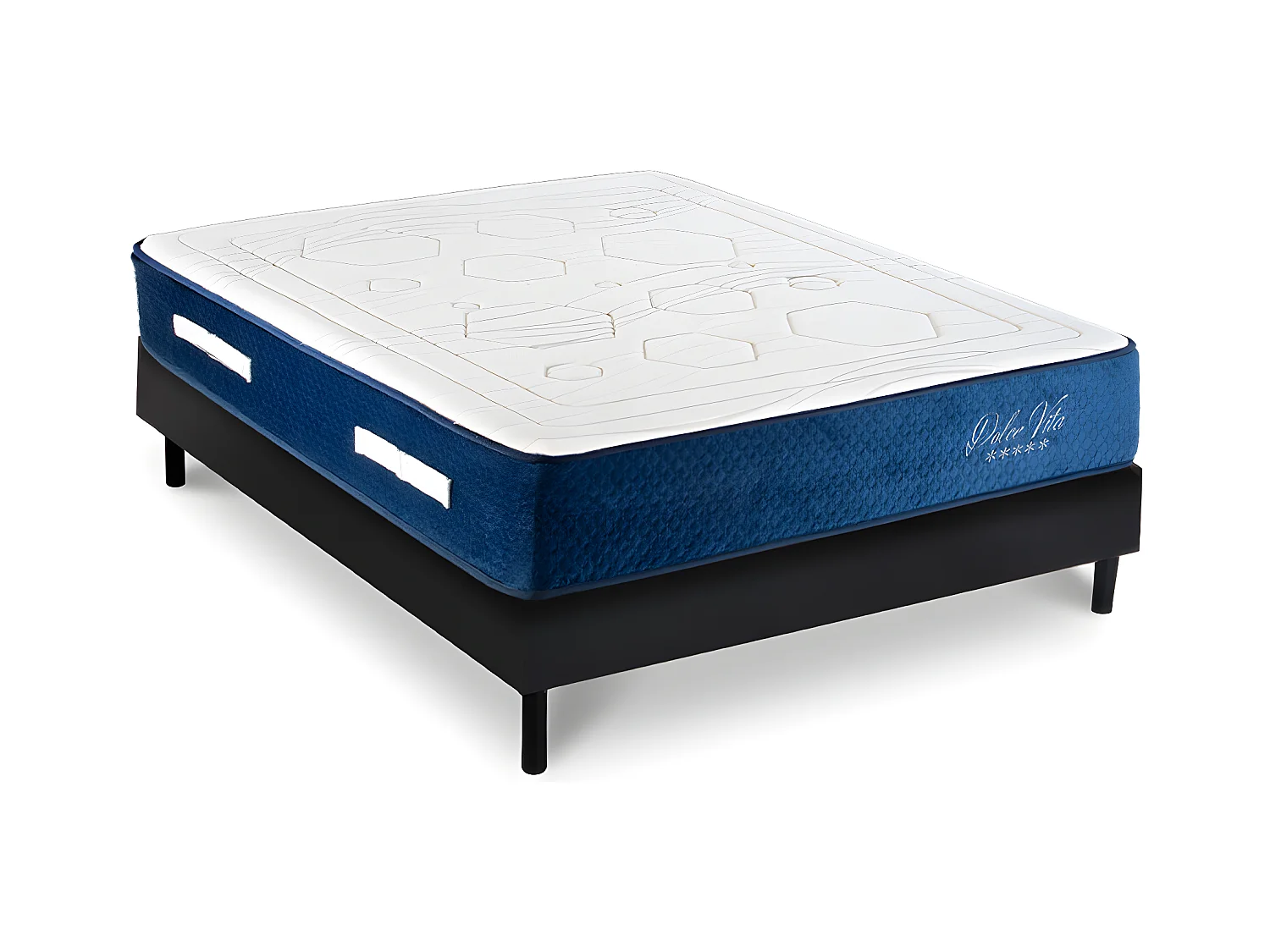 Ensemble Matelas Dolce Vita Ressorts ensachés Accueil mémoire 28cm et Sommier Bois Noir 160x200cm