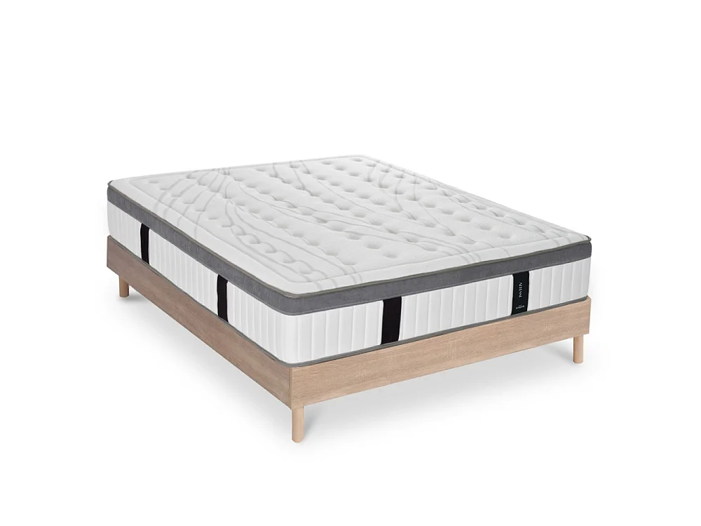 Ensemble Altesse 90x190 cm + sommier bois - Mousse HD mémoire - Ép. 26 cm