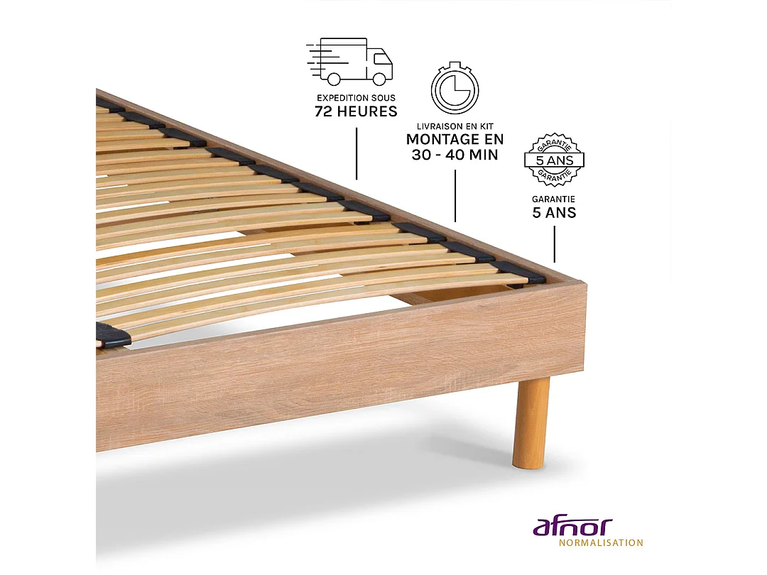 Ensemble sommier bois et Matelas Concorde Ressorts ensachés Accueil Mémoire - 26cm - 140x200cm