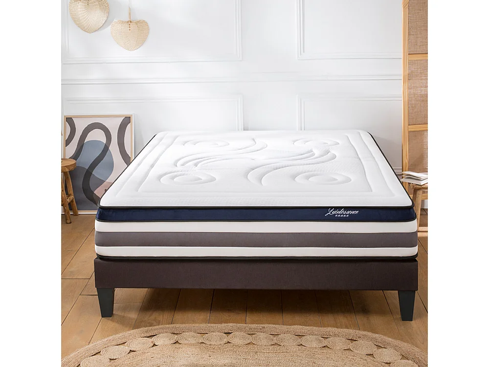 Ensemble Matelas Quintessence accueil mémoire de forme - 30cm + sommier - 200x200 cm