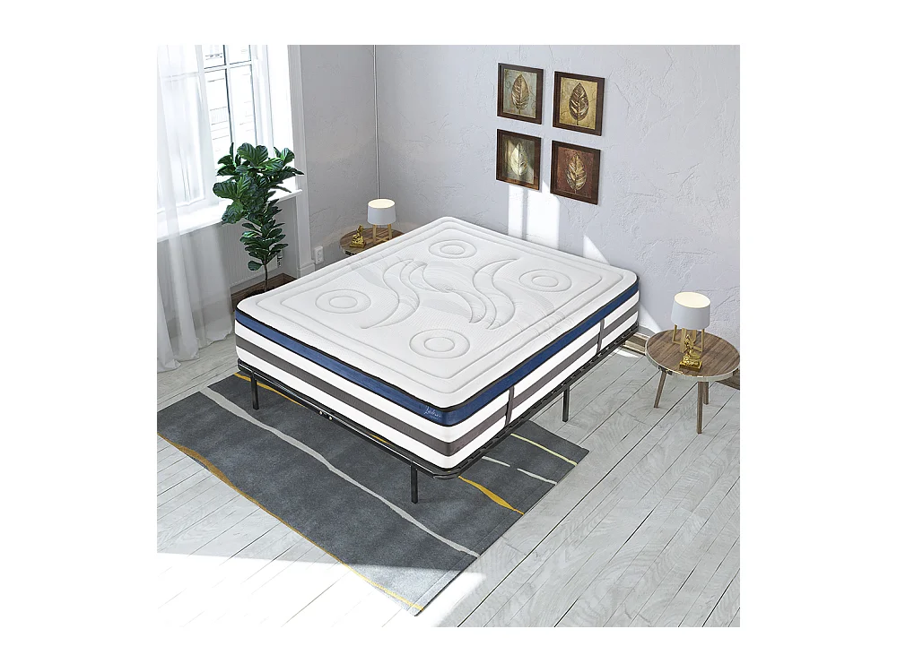 Ensemble Matelas Quintessence Mousse  Accueil Mémoire Cocooning 30cm et sommier métal 160x200cm
