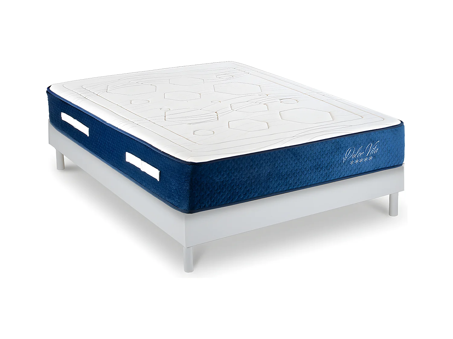 Ensemble Matelas Dolce Vita Ressorts ensachés Accueil mémoire 28cm et Sommier Bois Blanc 140x200cm