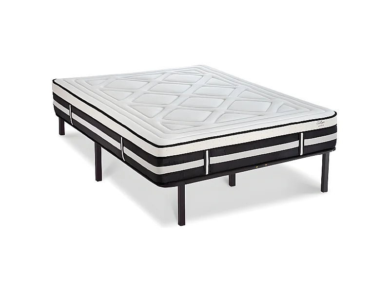 Ensemble Matelas Calliope Mousse  Accueil Mémoire de forme et sommier cadre métal 140x190cm