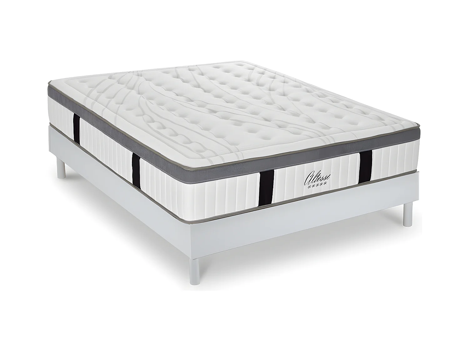 Ensemble Matelas Altesse Mousse  Accueil Mémoire - 26 cm et Kit Bois Blanc - 140 x 200 cm