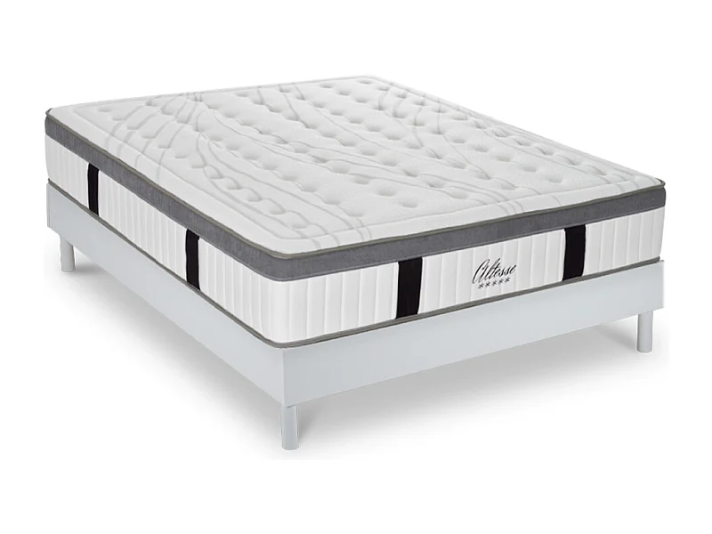 Ensemble Matelas Altesse Mousse  Accueil Mémoire - 26 cm et Kit Bois Blanc - 140 x 200 cm