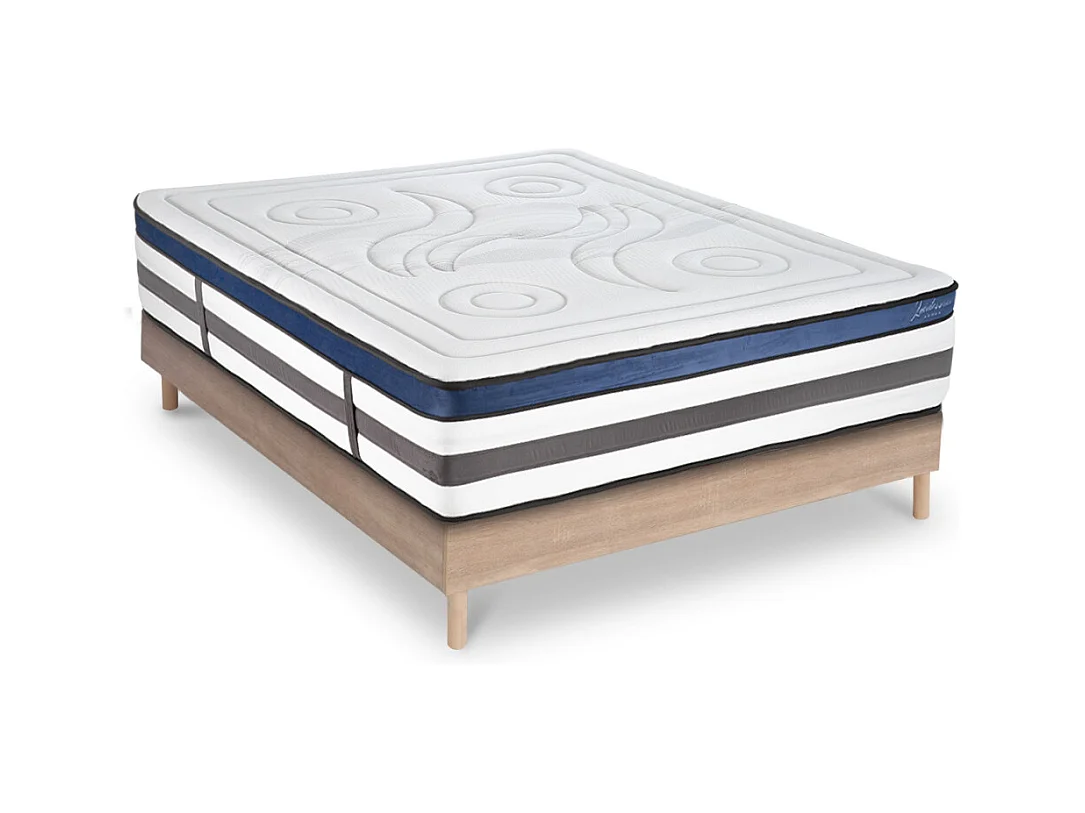 Ensemble Matelas Quintessence Mousse  Accueil Mémoire Cocooning 30cm et sommier bois 180x200cm