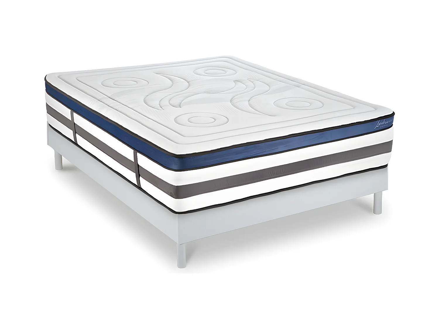 Ensemble Matelas Quintessence Mousse  Accueil Mémoire Cocooning 30cm et sommier bois blanc 140x190cm