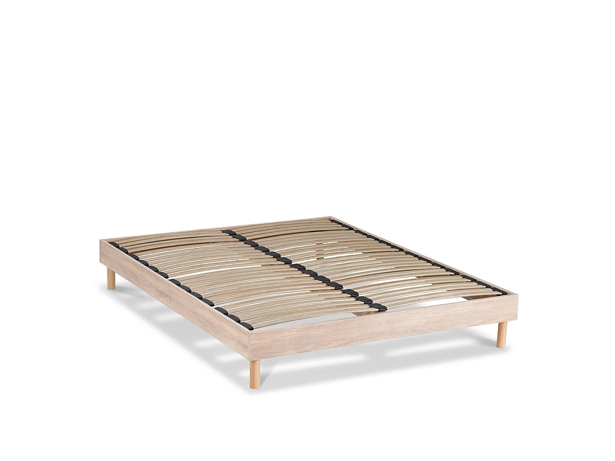 Ensemble Emeraude 140x190 cm + sommier bois - Mousse mémoire - Ép. 24 cm