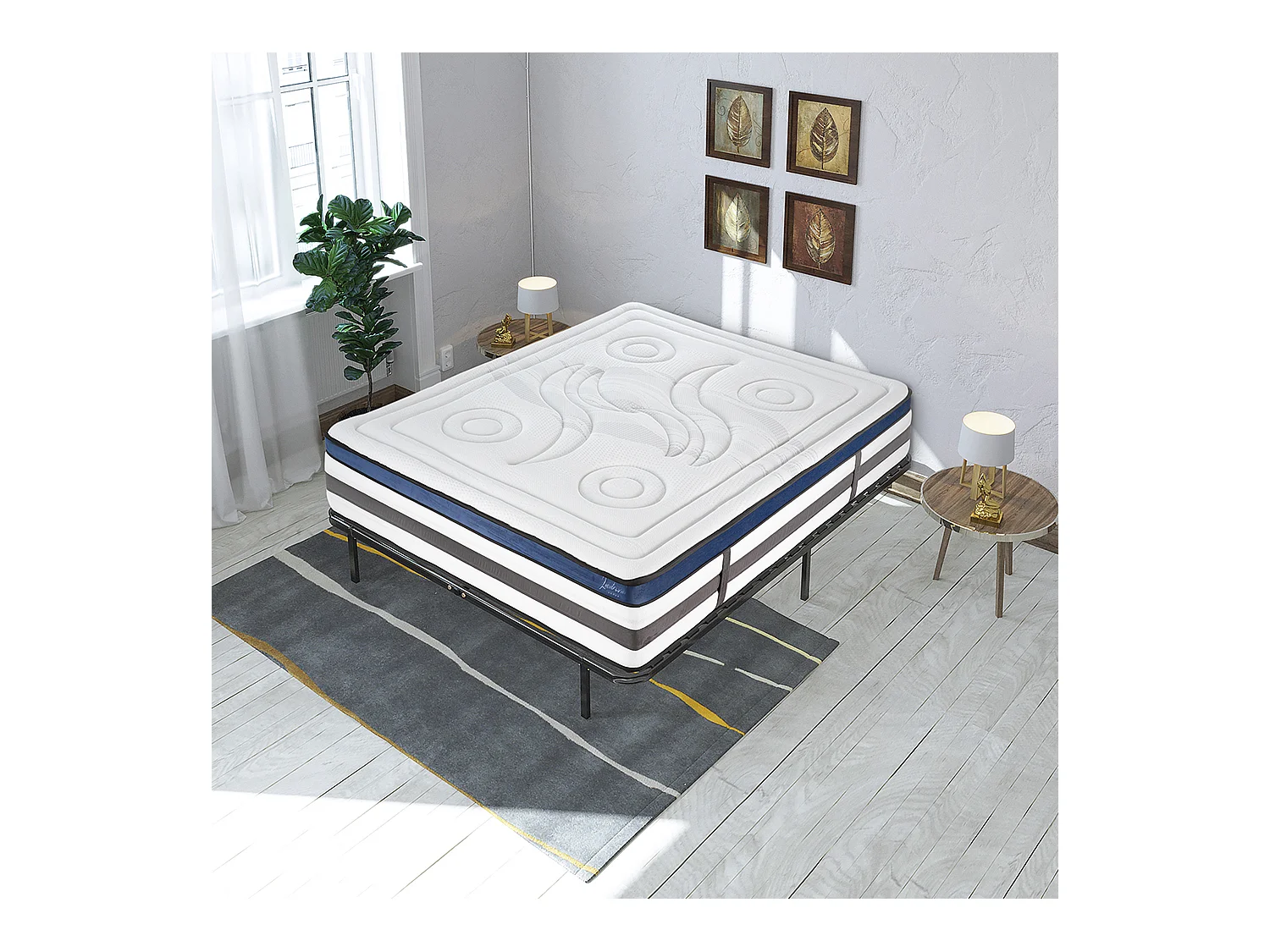 Ensemble Matelas Quintessence Mousse  Accueil Mémoire Cocooning 30cm et sommier métal 140x190cm