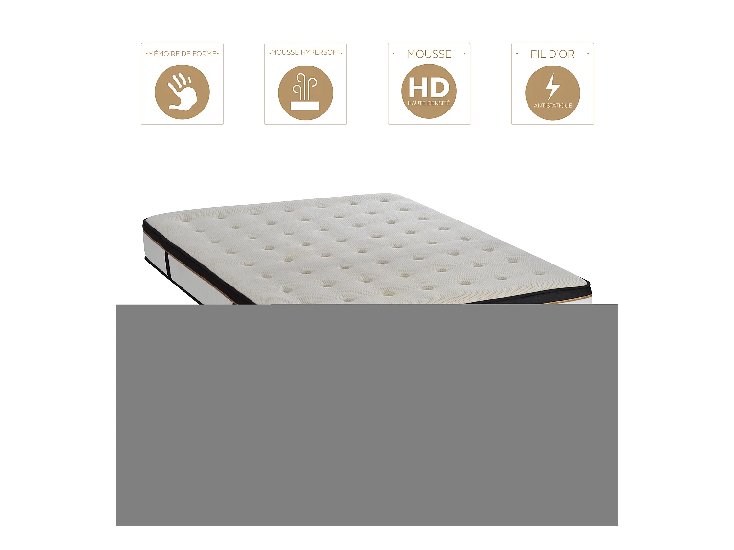 Ensemble Matelas Emeraude Mousse Accueil mémoire moelleux - 24 cm et Sommier Bois - 140 x 200 cm
