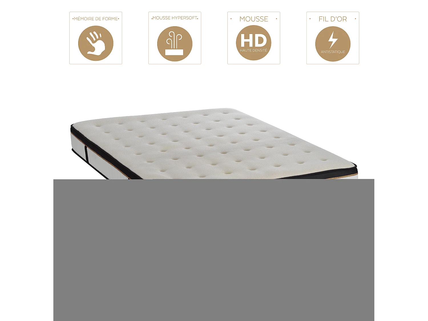Ensemble Matelas Emeraude Mousse Accueil mémoire moelleux - 24 cm et Sommier Bois - 140 x 200 cm