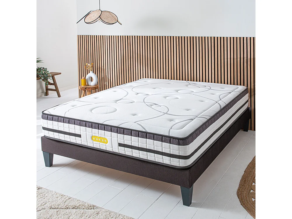 Ensemble Concorde 160x200 cm + sommier en kit - Ressorts + mémoire - Ép. 26 cm