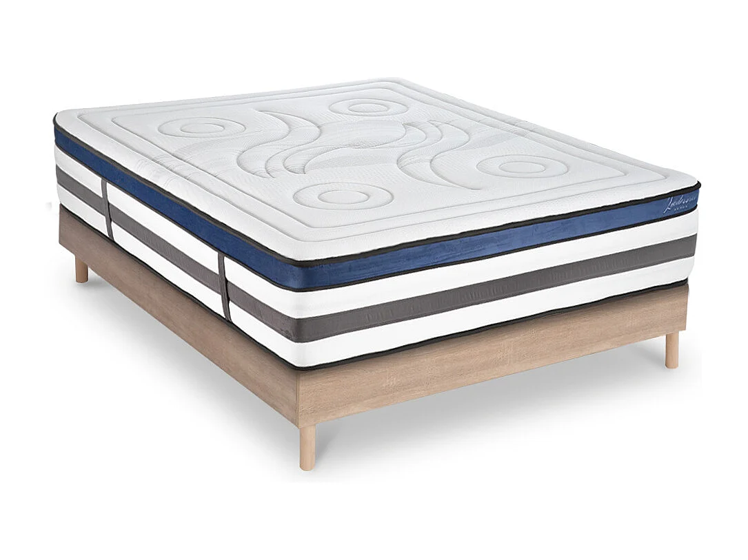Ensemble Quintessence 140x200 cm + sommier bois - Mousse HD mémoire - Ép. 30 cm